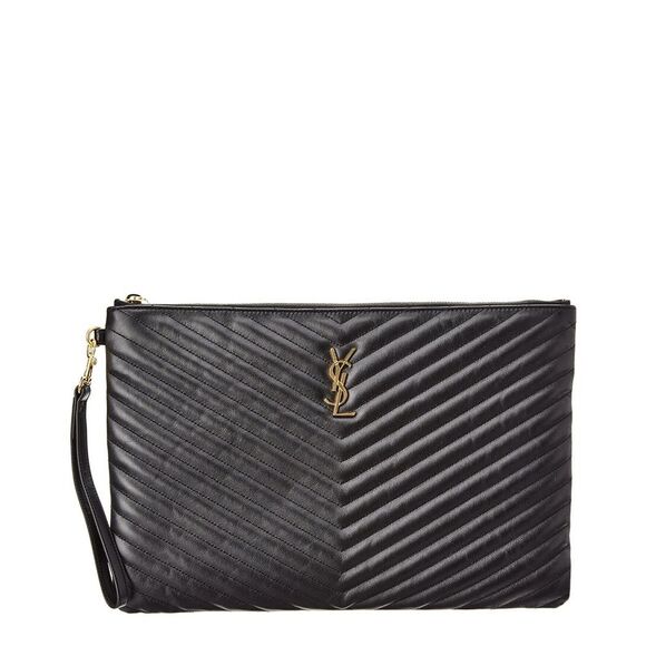 Saint Laurent Monogram Matelasse Leather Document Holder, Black - Picture 1 of 4